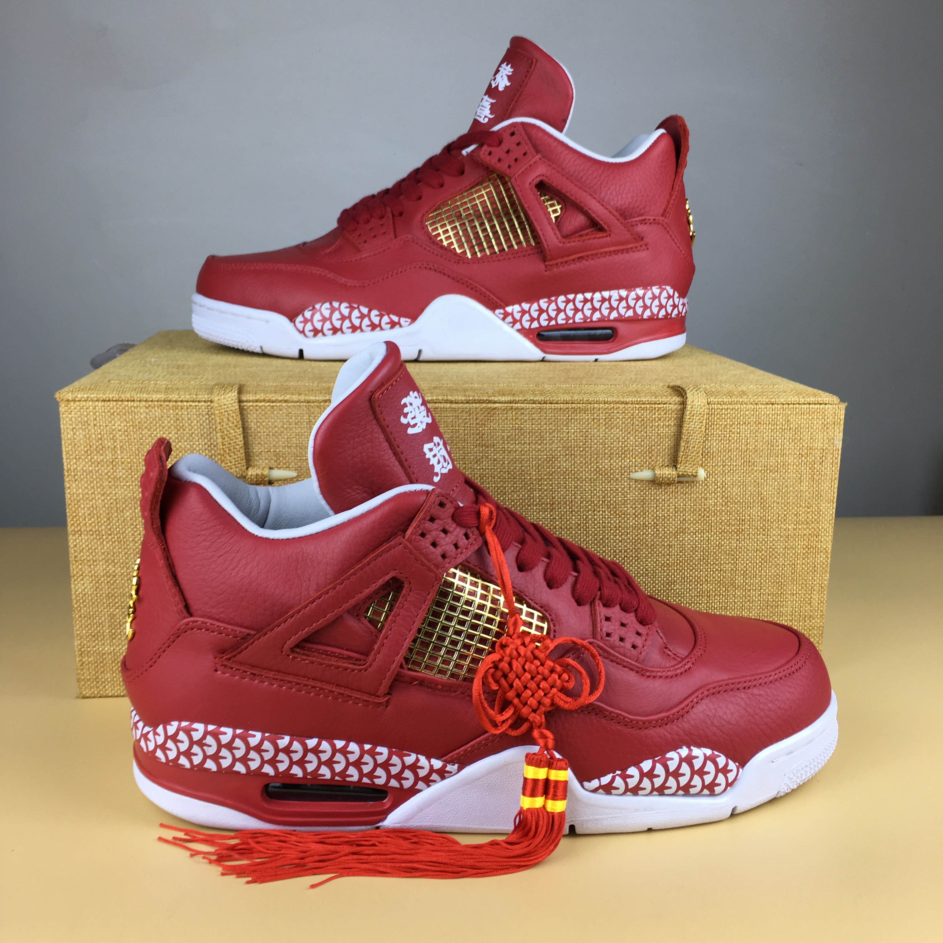 New Men Air Jordan 4 Hot Red